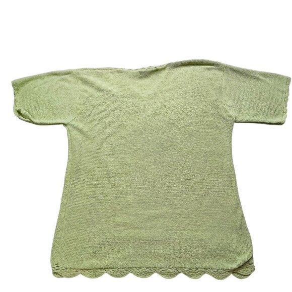 Victoria Jones Light Green Silk Knit Sweater XL With Floral & Diamond Patterns M - Picture 1 of 11